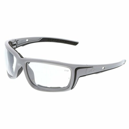 MCR SAFETY Glasses, Swagger SR5 Gray Frame, Clear MAX6, 12PK SR520PF